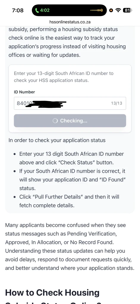 Step 3: Click on the Check Status Button